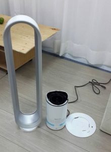 Installation ventilateur sans pale Dyson AM07 avec télécommande